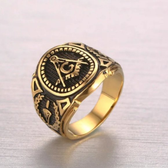 Maison Ringer Masonic Ring | Accessories | Golden Blac Kag Freemasonry Masonic Ring G ...